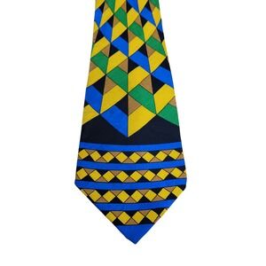 Vintage 1995‎ Rush Limbaugh No Boundaries Silk Tie Bold Geometric  FLAW